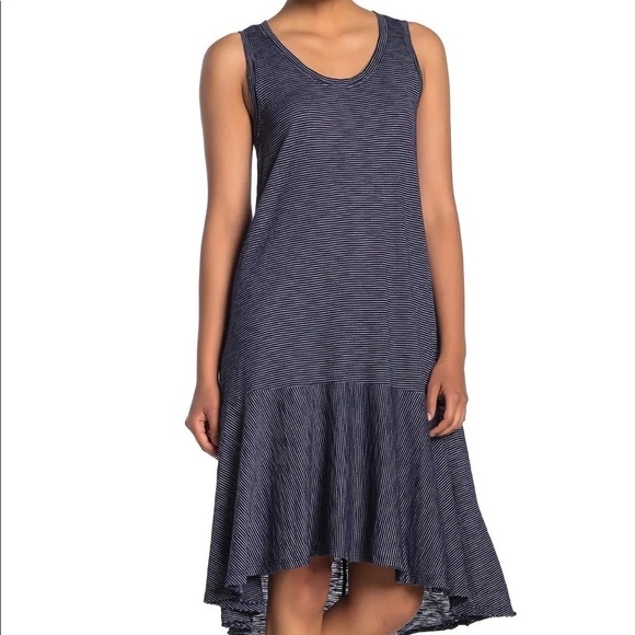 NWOT Caslon Drop Waist Midi Dress Navy Stripe - S - Picture 1 of 5